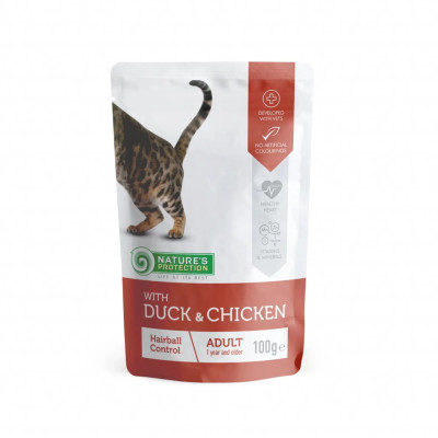 Вологий корм для кішок Nature's Protection Hairball with Duck and Chicken 100 г (KIK45690)