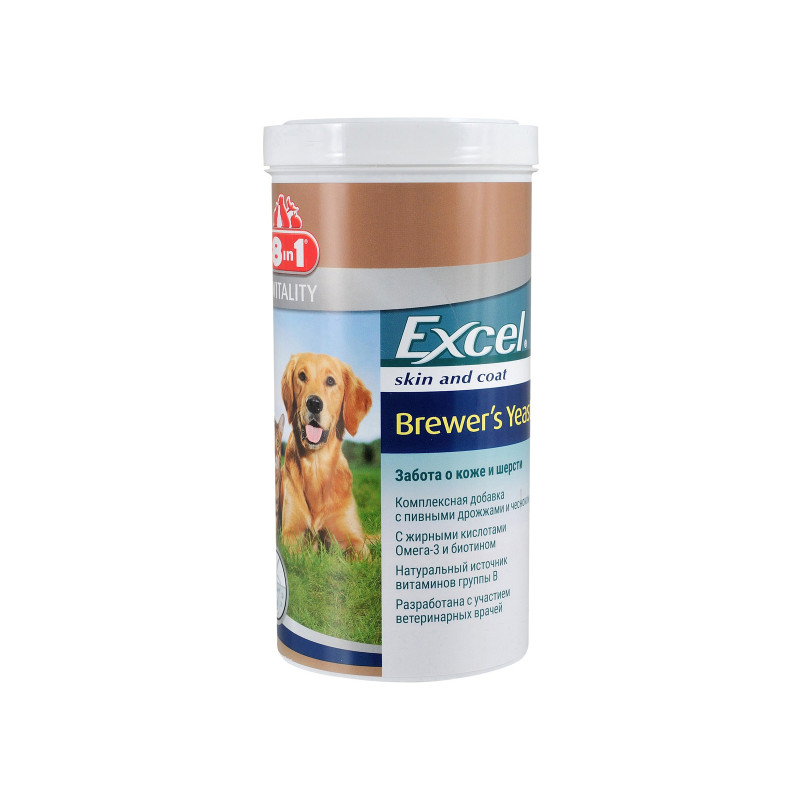 Таблетки для тварин 8in1 Excel Brewers Yeast Пивні дріжджі 1430 шт (4048422115731)