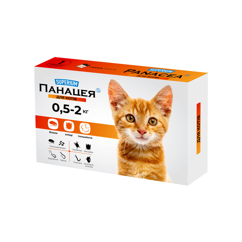 Таблетки для тварин SUPERIUM Панацея для котів 0.5-2 кг (4823089348766)