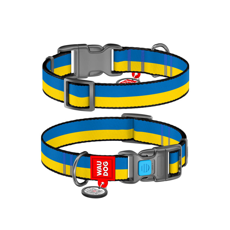 Нашийник для тварин WAUDOG Nylon з QR паспортом Colors of freedom пластиковий фастекс M (4502-4020)