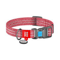 Нашийник для тварин WAUDOG Re-cotton з QR паспортом світловідбивний Ш 25 мм Д 37-58 см червоний (02943)