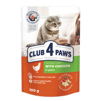 Вологий корм для кішок Club 4 Paws в соусі з куркою 100 г (4820083908910)
