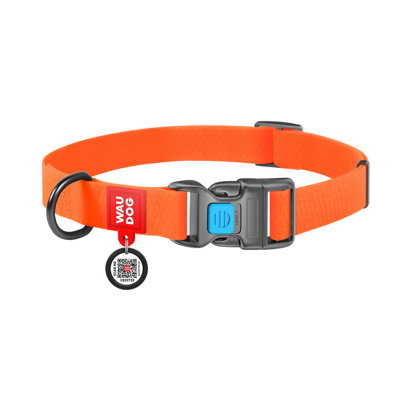 Нашийник для тварин WAUDOG Waterproof з QR паспортом Ш 15 мм Д 25-35 см помаранчевий (27394)