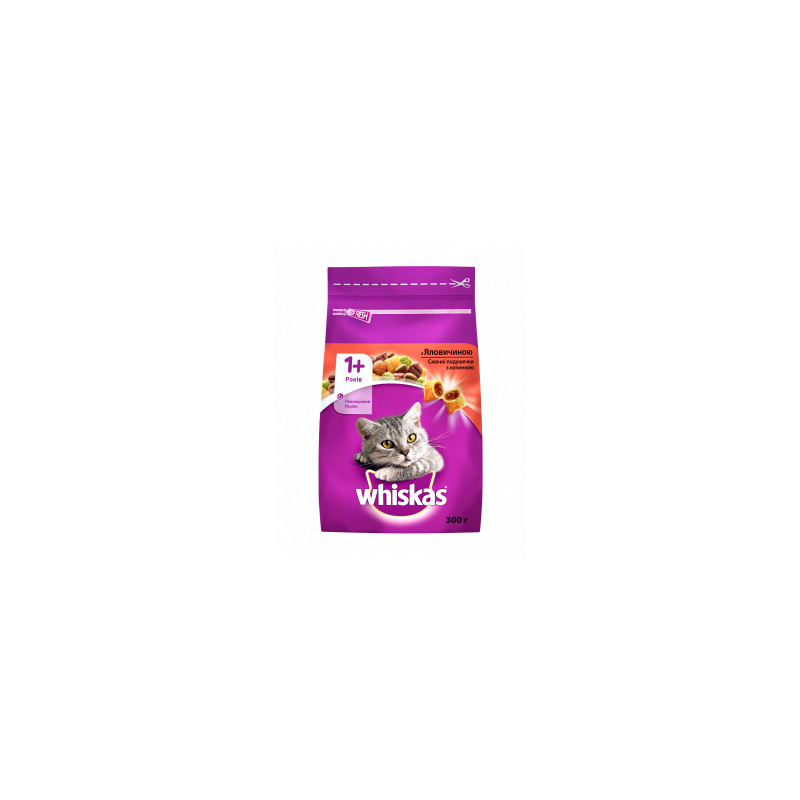 Сухий корм для кішок Whiskas з яловичиною 300 г (5998749144114/5900951014031)