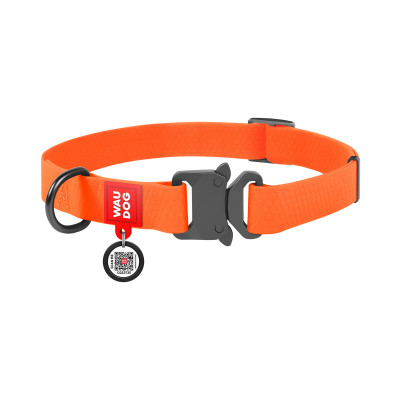 Нашийник для тварин WAUDOG Waterproof з QR паспортом XL Ш 25 мм Д 35-58 см(помаранчевий) (27844)