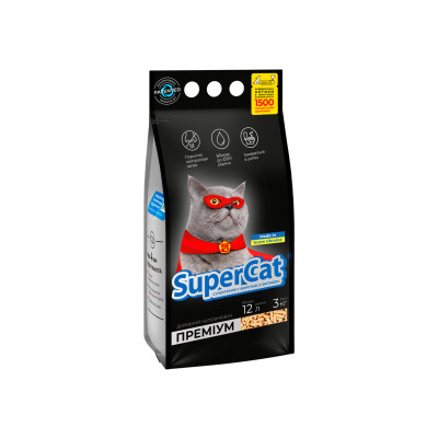 Наповнювач для туалету Super Cat Преміум Деревний вбирний 3 кг (4 л) (3547)