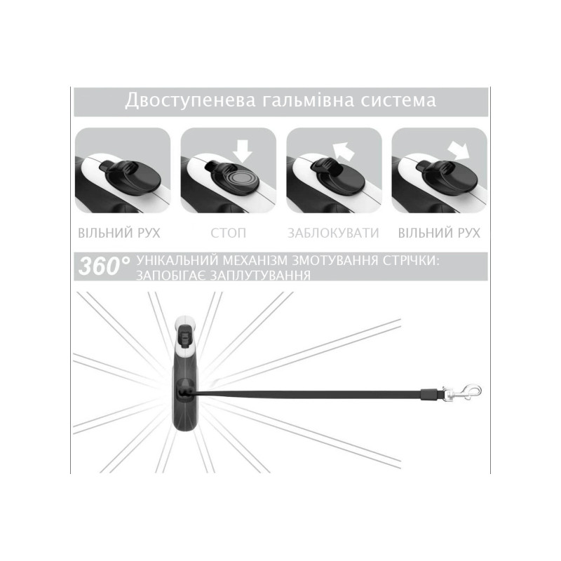 Повідок для собак WAUDOG R-leash ВАУ світловідбиваюча стрічка L 5 м (8126-0087-01)