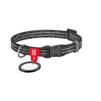 Нашийник для тварин WAUDOG Re-cotton з QR паспортом для котів та дрібних порід собак XS сірий (164011)