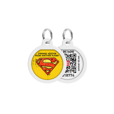 Адресник для тварин WAUDOG Smart ID з QR паспортом "Супермен вінтаж" коло 30 мм (230-1011)