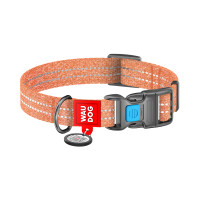 Нашийник для тварин WAUDOG Re-cotton з QR паспортом світловідбивний Ш 20 мм Д 28-40 см помаранчевий (02884)