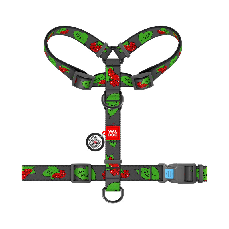 Шлея для собак WAUDOG Nylon з QR паспортом анатомічна H-подібна "Калина" M (5150-0228)