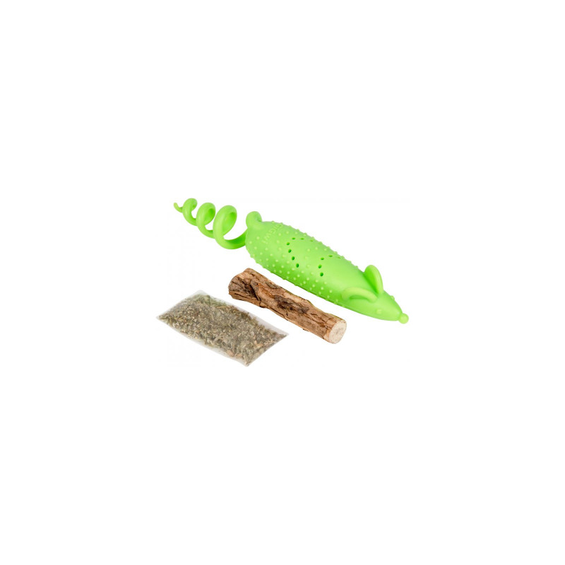 Іграшка для котів GiGwi Refillable Catnip Миша гумова 16.5 см зелена (2347)