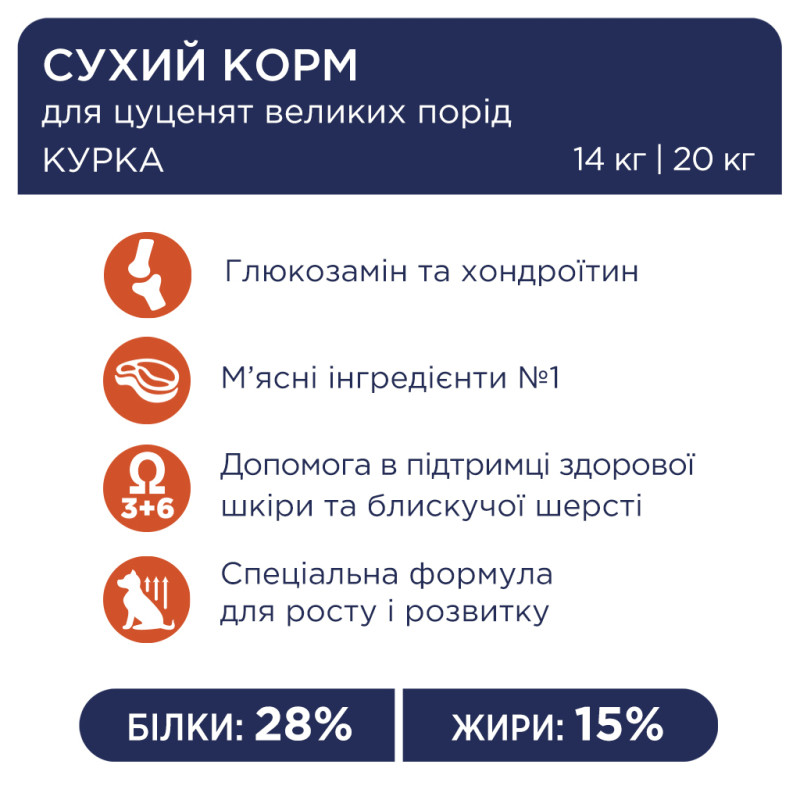 Сухий корм для собак Club 4 Paws Преміум. Для цуценят великих порід зі смаком курки 14 кг (4820083909689)