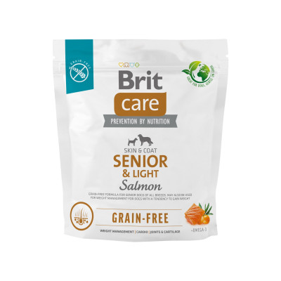 Сухий корм для собак Brit Care Dog Grain-free Senior&Light з лососем 1 кг (8595602558940)