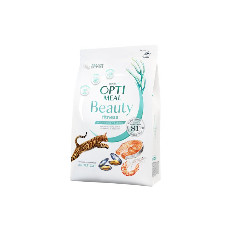 Сухий корм для кішок Optimeal Beauty Fitness беззерновий на основі морепродуктів 1.5 кг (4820215366861)