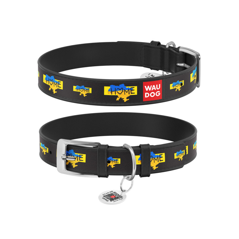 Нашийник для тварин WAUDOG Design з QR паспортом "Дім" XXS Ш 12 мм Д 18-24 см (чорний) (3601-0230-01)