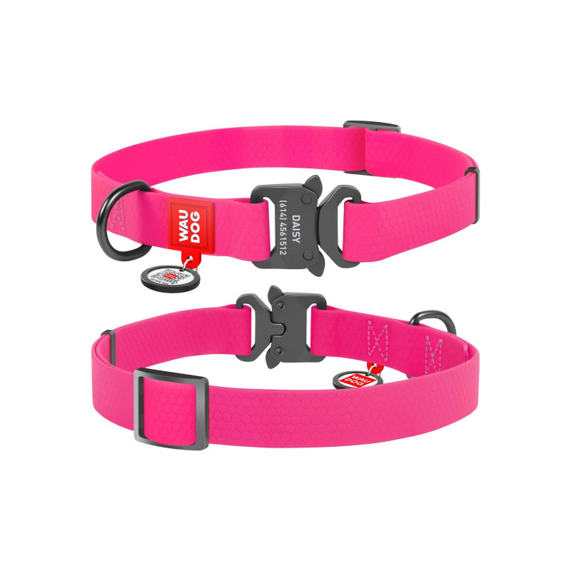 Нашийник для тварин WAUDOG Waterproof з QR паспортом XL Ш 25 мм Д 35-58 см(рожевий) (27847)