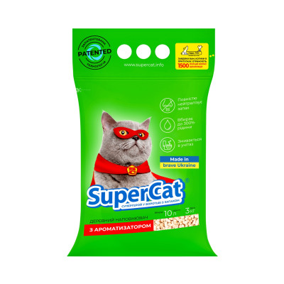 Наповнювач для туалету Super Cat Деревний вбирний з ароматизатором 3 кг (5 л) (3551)