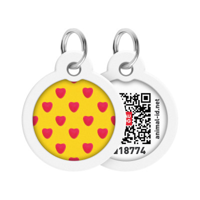 Адресник для тварин WAUDOG Smart ID з QR паспортом "Серця", круг 30 мм (230-0203)