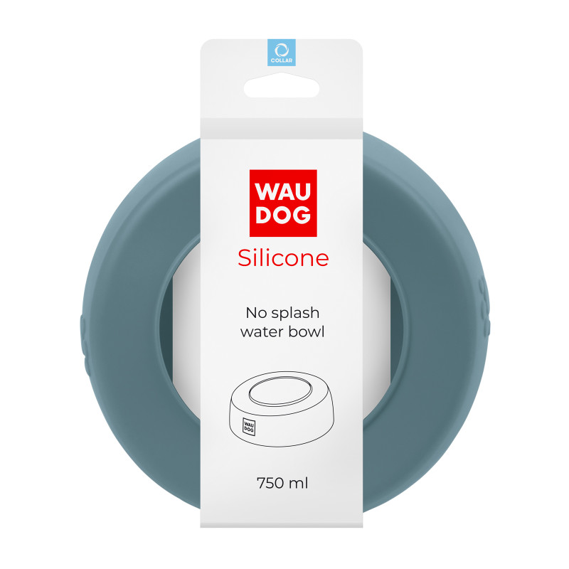Посуд для собак WAUDOG Silicone Миска-непроливайка 750 мл сіра (507811)