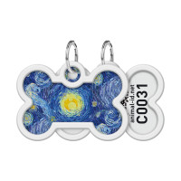 Адресник для тварин WAUDOG Smart ID з QR паспортом "Водяні лілії", кістка 40х28 мм (0640-0201)