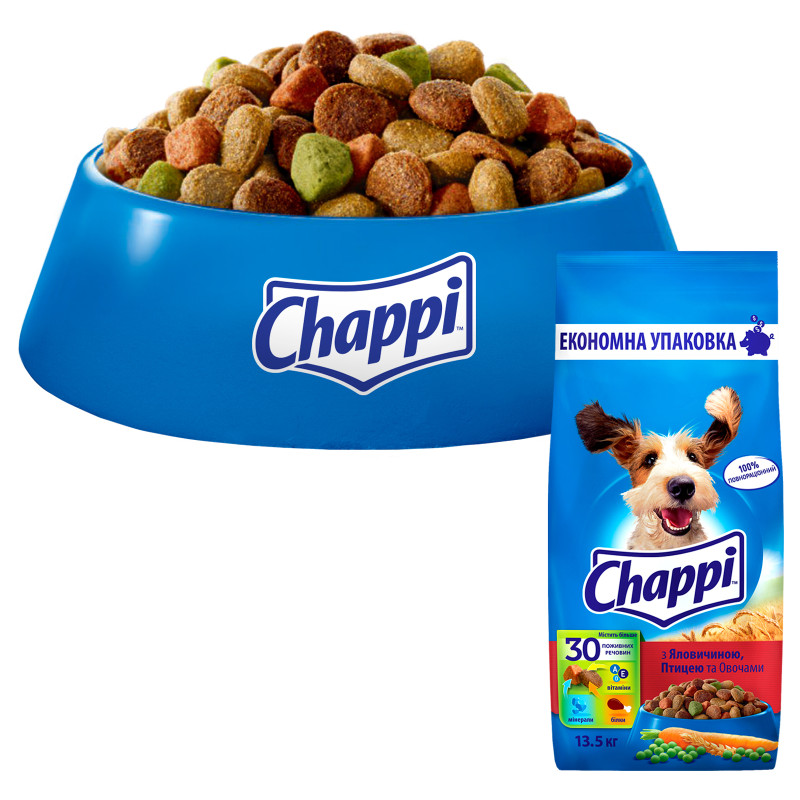 Сухий корм для собак Chappi з яловичиною, птицею та овочами 13.5 кг (5998749128350)