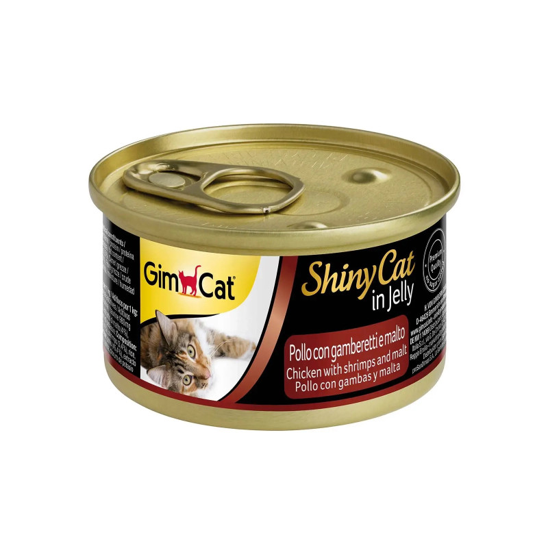 Консерви для котів GimCat Shiny Cat курка, креветка і мальт 70 г (4002064413273)