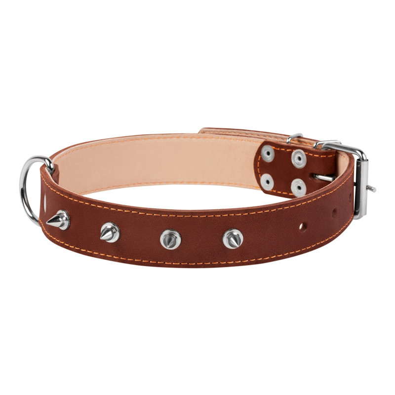 Нашийник для тварин Collar подвійний із шипами 35 мм 48-63 см (коричневий) (02876)