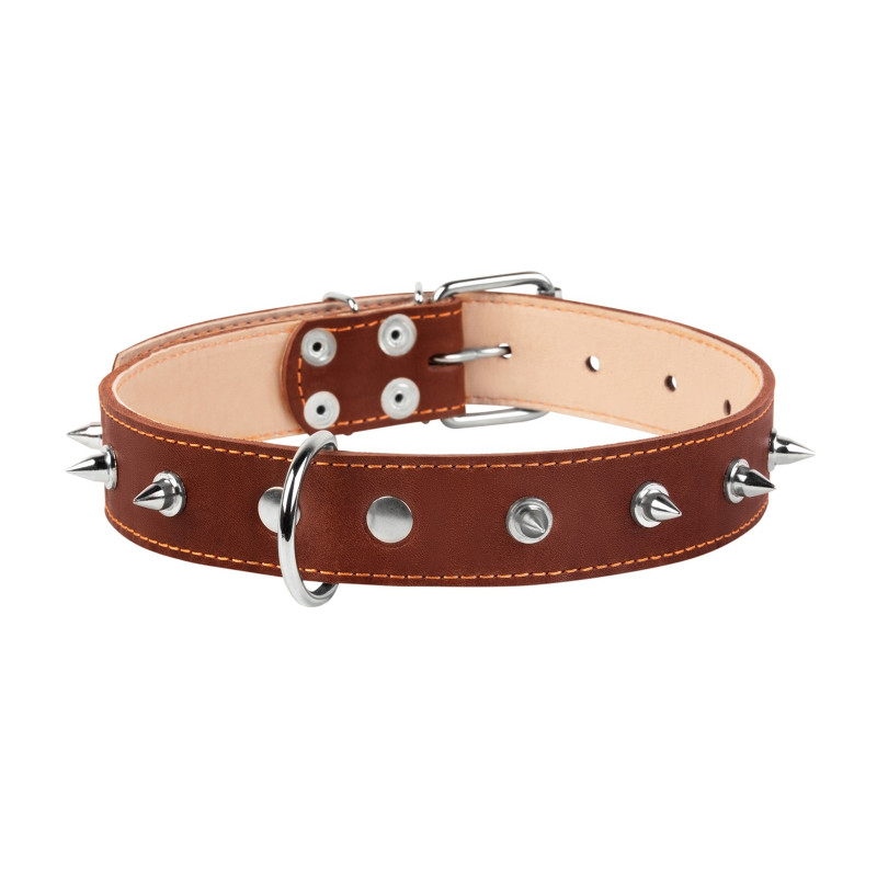 Нашийник для тварин Collar подвійний із шипами 35 мм 48-63 см (коричневий) (02876)
