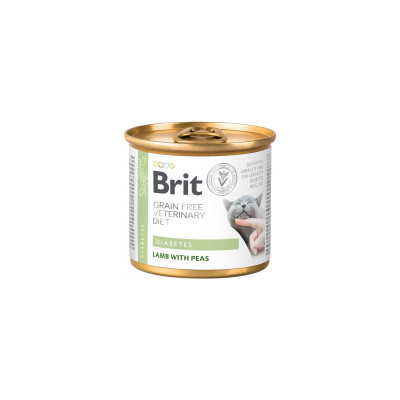 Консерви для котів Brit GF VetDiets Cat Cans Diabetes з ягням і горохом 200 г (8595602549832)
