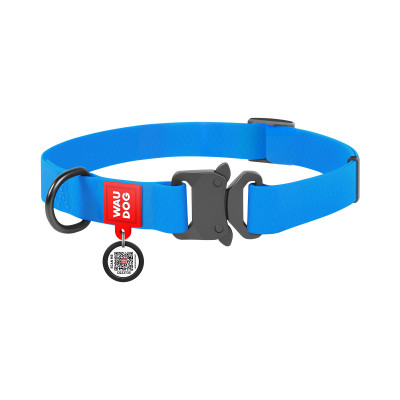 Нашийник для тварин WAUDOG Waterproof з QR паспортом L Ш 25 мм Д 31-49 см(блакитний) (27862)