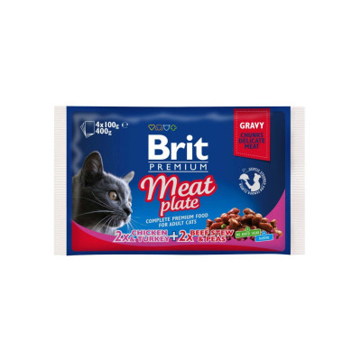 Вологий корм для кішок Brit Premium Cat м'ясна тарілка 4 шт по 100 г (8595602506262)