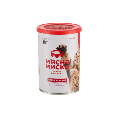 Паштет для котів М'ясна Миска з яловичиною 415 г (4820255190297)