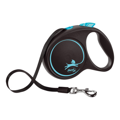 Повідок для собак Flexi Black Design М стрічка 5 м (блакитний) (4000498034033)