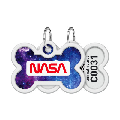 Адресник для тварин WAUDOG Smart ID з QR паспортом "NASA21", кістка 40х28 мм (0640-0148)