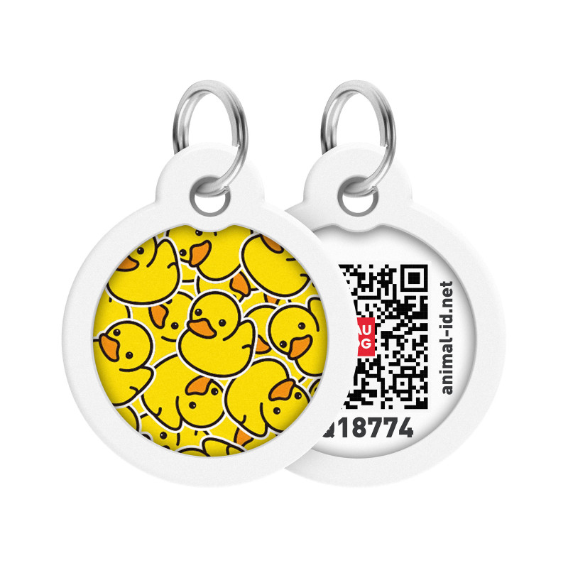 Адресник для тварин WAUDOG Smart ID з QR паспортом "Качечки", коло 30 мм (230-0204)