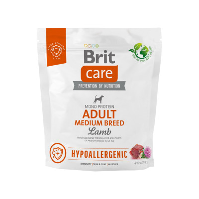 Сухий корм для собак Brit Care Dog Hypoallergenic Adult Medium Breed гіпоалергенний з ягням 1 кг (8595602559039)