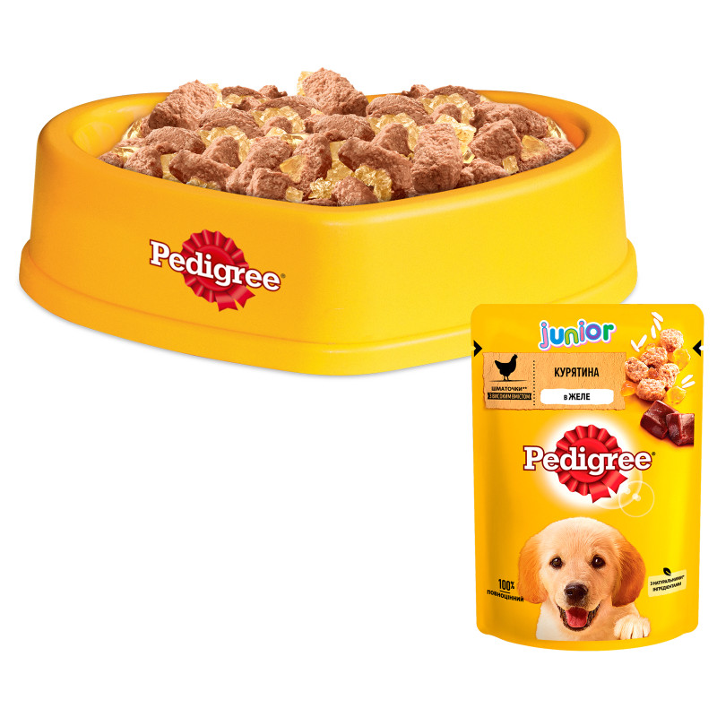 Вологий корм для собак Pedigree Junior Курка з рисом у желе 100 г (5900951017247)