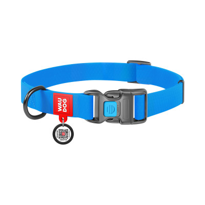 Нашийник для тварин WAUDOG Waterproof з QR паспортом Ш 20 мм Д 28-40 см блакитний (27452)