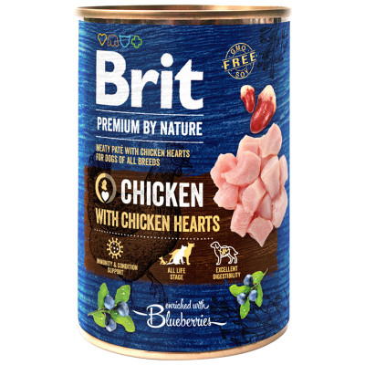 Консерви для собак Brit Premium by Nature курка з курячим серцем 400 г (8595602537952/8595602561780)