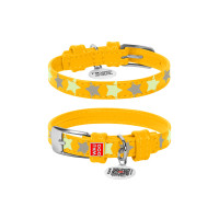 Нашийник для тварин WAUDOG Glamour з QR паспортом "Зірочка" L Ш 35 мм Д 46-60 см жовтий (35888)