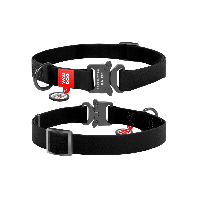 Нашийник для тварин WAUDOG Waterproof з QR паспортом XL Ш 25 мм Д 35-58 см(чорний) (27841)