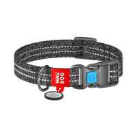 Нашийник для тварин WAUDOG Re-cotton з QR паспортом світловідбивний Ш 15 мм Д 25-35 см сірий (028611)