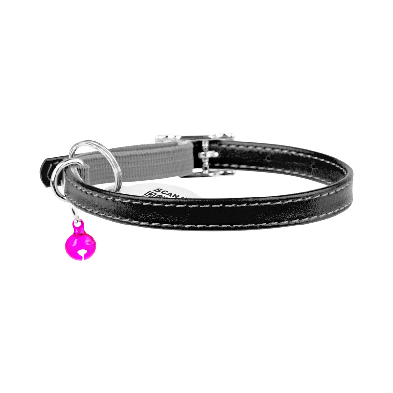 Нашийник для тварин WAUDOG Glamour з QR паспортом Д 17-20 см чорний (32751)