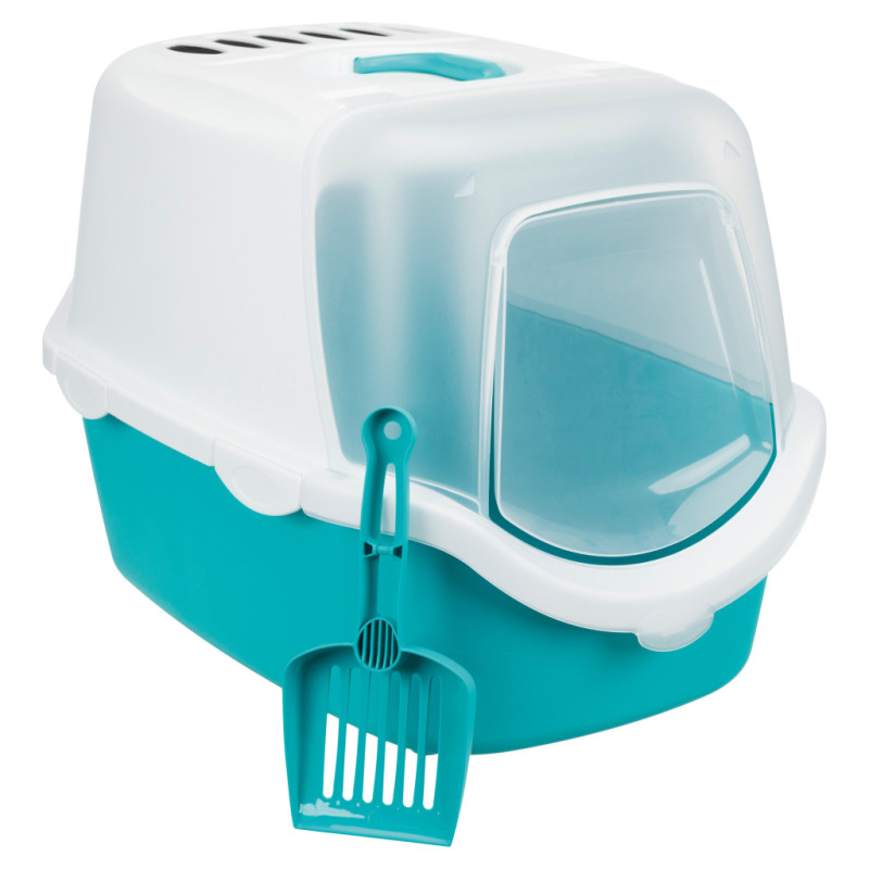 Туалет для котів Trixie Vico Easy Clean закритий із дверима (аквамарин/білий) (4011905403458)