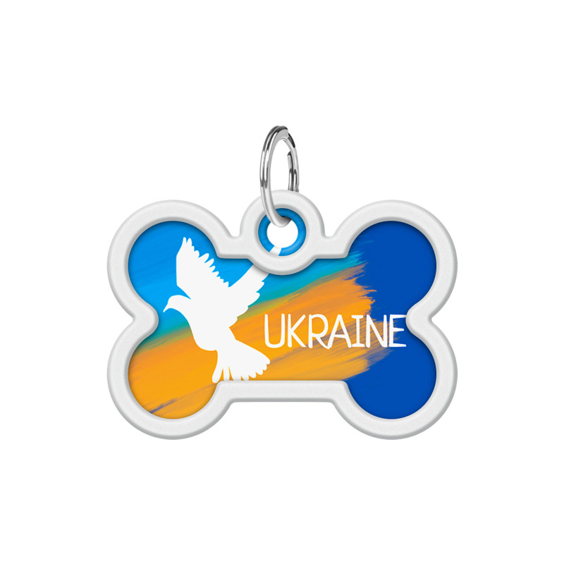 Адресник для тварин WAUDOG Smart ID з QR паспортом "Прапор", кістка 40х28 мм (0640-0229)
