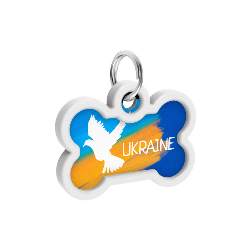 Адресник для тварин WAUDOG Smart ID з QR паспортом "Прапор", кістка 40х28 мм (0640-0229)