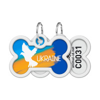 Адресник для тварин WAUDOG Smart ID з QR паспортом "Прапор", кістка 40х28 мм (0640-0229)