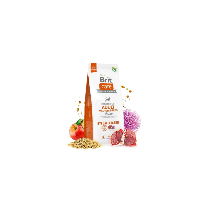 Сухий корм для собак Brit Care Dog Hypoallergenic Adult Medium Breed гіпоалергенний з ягням 12 кг (8595602559015)