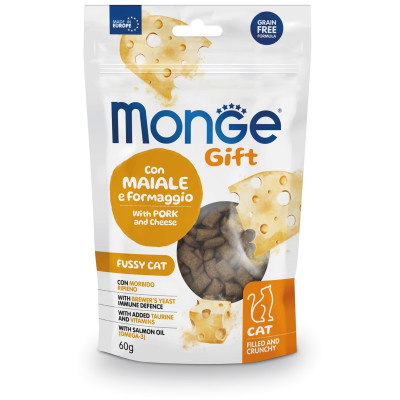 Ласощі для котів Monge Gift Fussy Cat свинина і сир 60 г (8009470085021)
